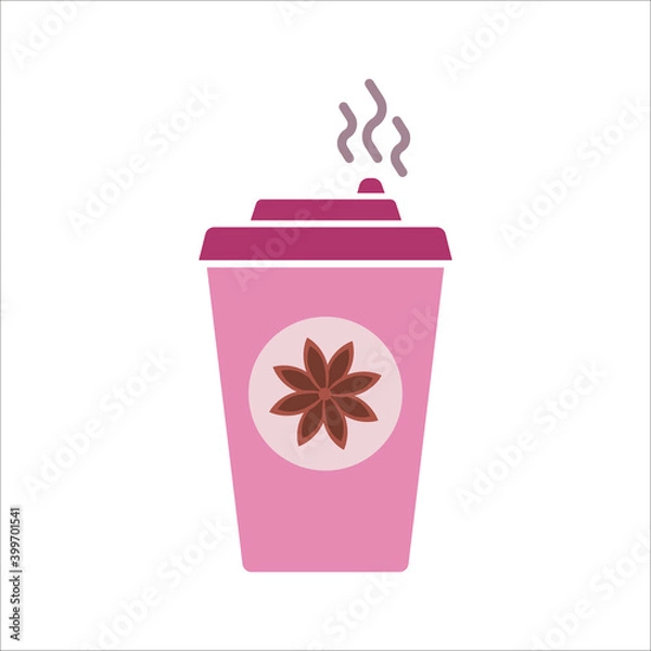 Fototapeta Pink mulled wine paper cup icon. Isometric mulled wine paper cup vector icon for web design isolated on white background.
