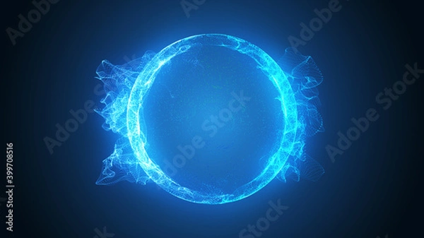 Fototapeta Abstract 3D Futuristic Glowing Plasma ball or globe, Abstract circle with smooth flowing waves, Magic ball, Abstract background, 4k High Quality, 3D render