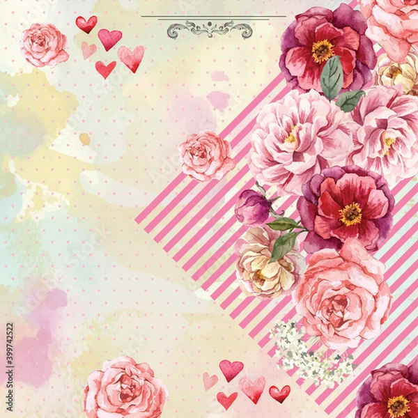 Fototapeta colorful floral backgrounds with rose design and girlish colors