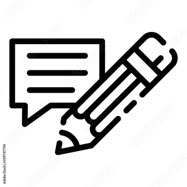 Fototapeta Pencil Message Communication Flat Icon Isolated On White Background