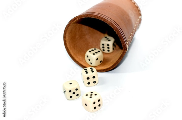 Obraz Würfelbecher mit Würfeln