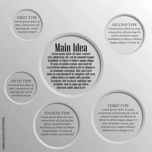 Fototapeta round buttons and text areas in the elevator for a business presentation (info graphics)