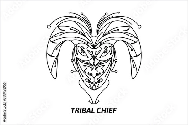 Fototapeta black outline style illustration of mythological animal chieftain