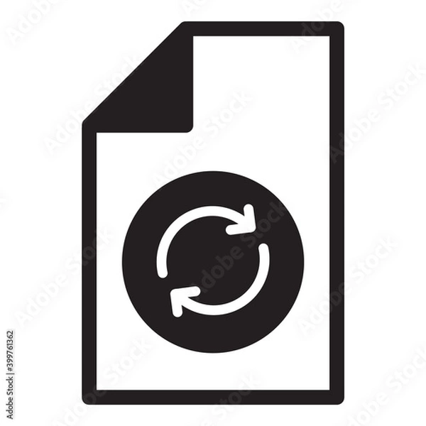 Fototapeta Interface Refresh Arrow Document Flat Icon Isolated On White Background
