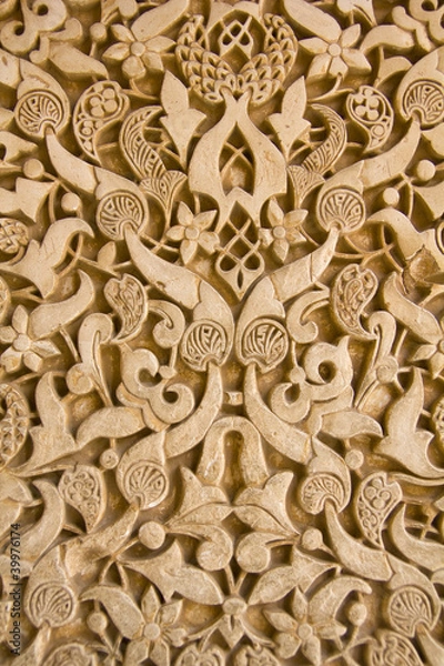 Obraz Arabesques in Courtyard of Lions. Granada, Spain