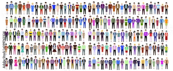 Fototapeta Group of 200 Business people. Set of working man and women. Different nationalities characters isolated on white background. Flat style vector illustration. 