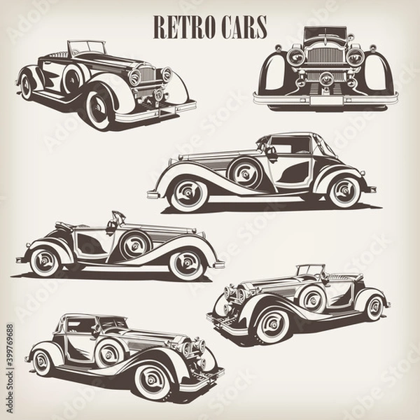 Fototapeta Set of retro car.
