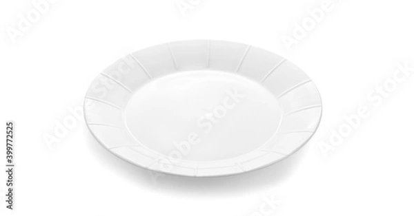 Fototapeta white plate ceramic on white background.