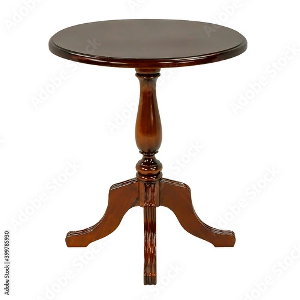 Obraz small brown round table on white background