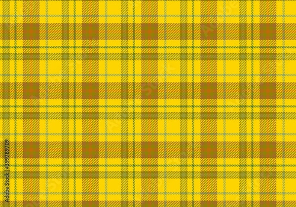 Obraz 【背景素材】タータンチェック柄02　英国風シームレスパターン（黄色＆緑＆茶色＆オレンジ）