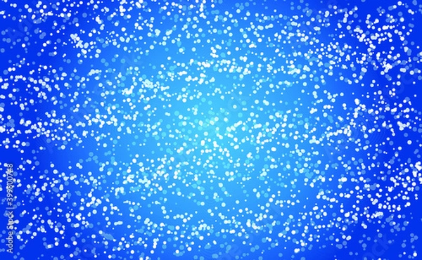 Fototapeta Vector heavy snowfall. Snow flakes, snow-blue background. Falling christmas.	
