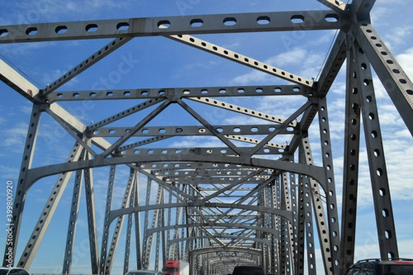 Fototapeta Construction of  Horace Wilkinson Bridge over the Mississippi River in Baton Rouge, LA, US