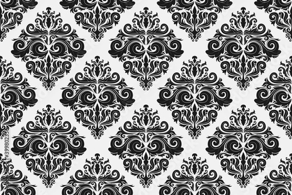 Fototapeta Damask seamless pattern background. vector illustration
