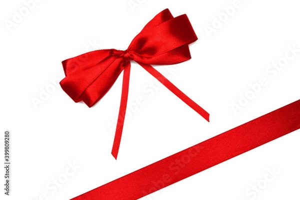 Fototapeta Shiny red ribbon isolated on white background