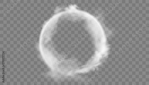 Obraz Glowing magic white fire circle ring trace, on a transparent background