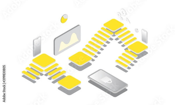 Fototapeta Analytics, big data in isometric, ui design