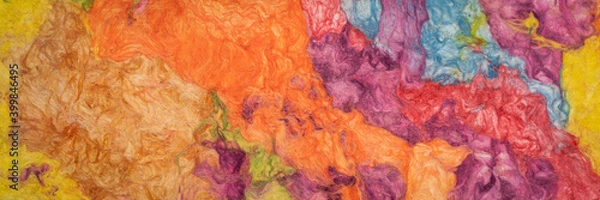 Fototapeta multicolor amate paper manufactured by traditional method from the bark of the jonote tree in Mexico, panoramic banner