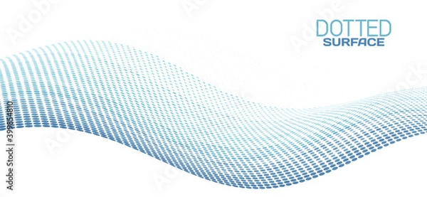 Obraz Dotted bluish wavy surface. Vector graphics