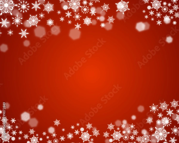 Fototapeta クリスマス雪の結晶背景赤２