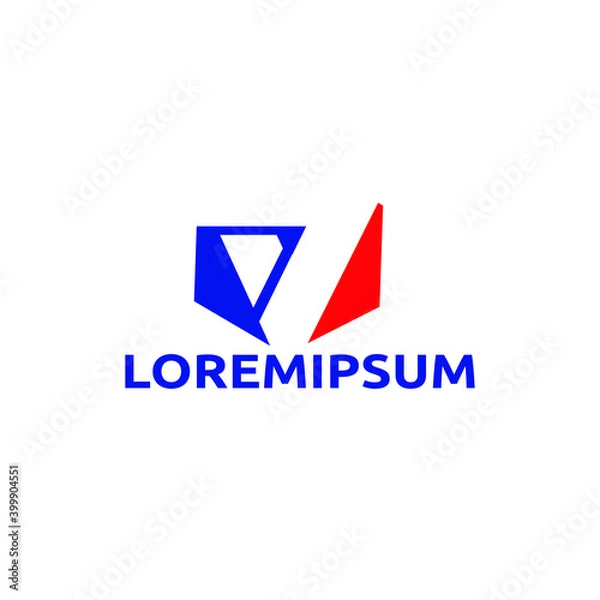 Fototapeta V Letter Initial Logo Design Template