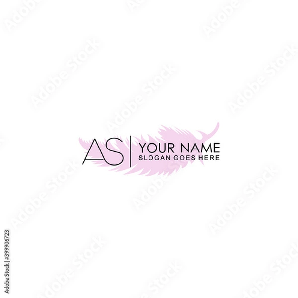 Fototapeta Initial AS Handwriting, Wedding Monogram Logo Design, Modern Minimalistic and Floral templates for Invitation cards	
