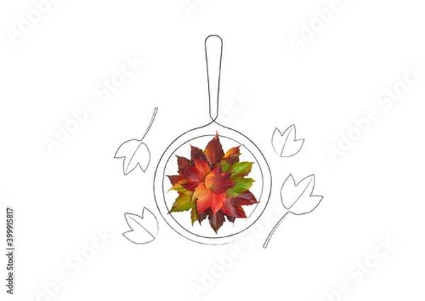 Fototapeta フライパンの中にある落ち葉