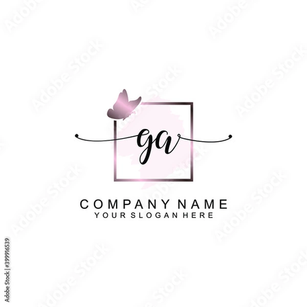 Fototapeta Initial GA Handwriting, Wedding Monogram Logo Design, Modern Minimalistic and Floral templates for Invitation cards	
