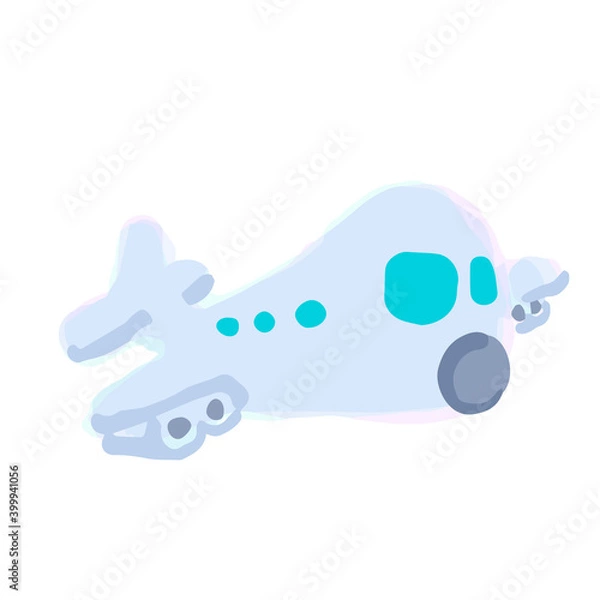 Fototapeta Illustration of Airplane. Hand drawn vector illustration. Cute Illustrations For Kids