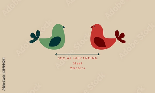 Obraz Social distancing Christmas with turtle doves