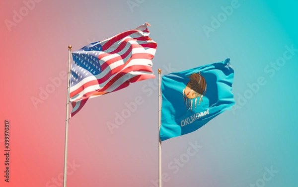 Fototapeta Oklahoma US State Flags at gradient background