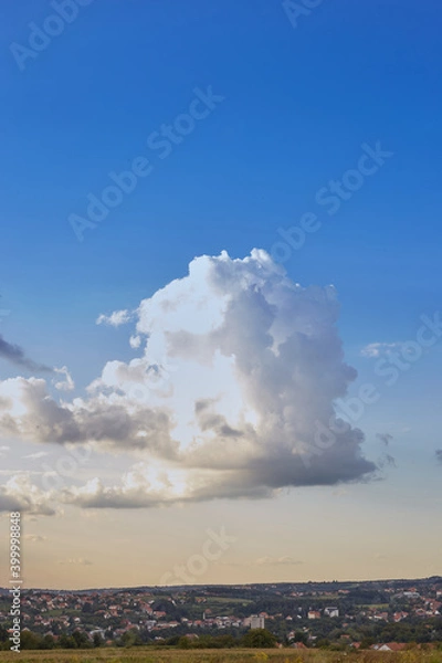 Obraz White cloud on clear blue sky
