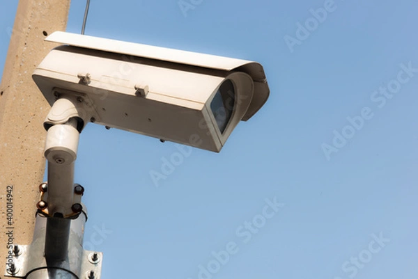 Fototapeta IP CCTV cameras are positioned high angle to cover to protect with home security system concept