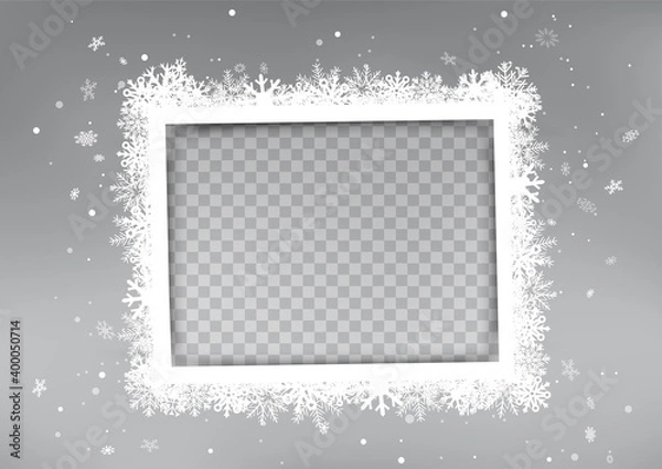 Obraz Christmas white photo frame winter snowfall