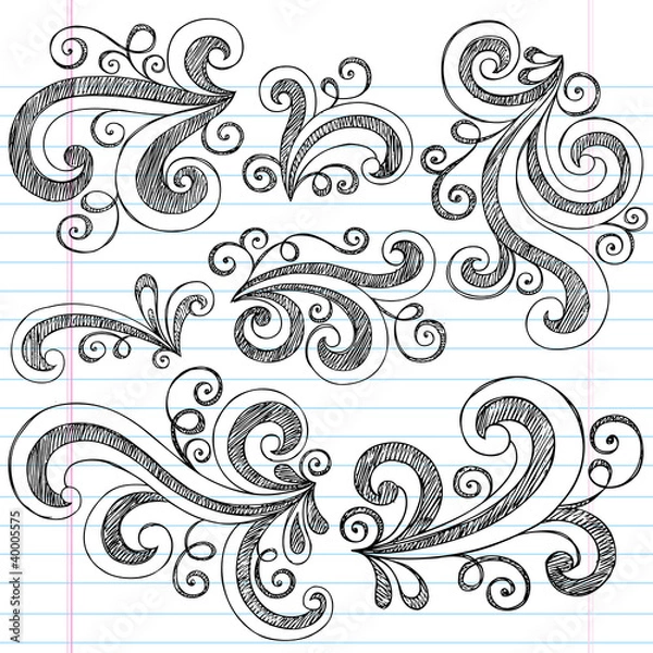 Obraz Sketchy Doodle Swirls Vector Design Elements Set
