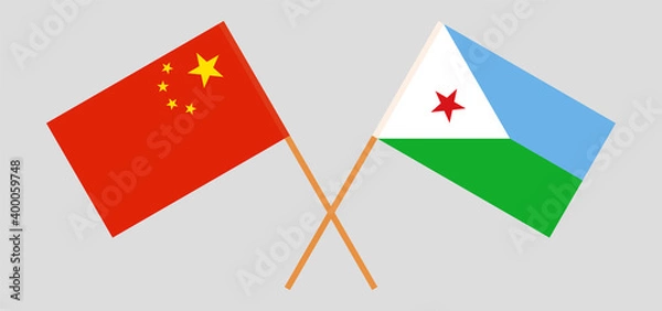 Obraz Crossed flags of China and Djibouti