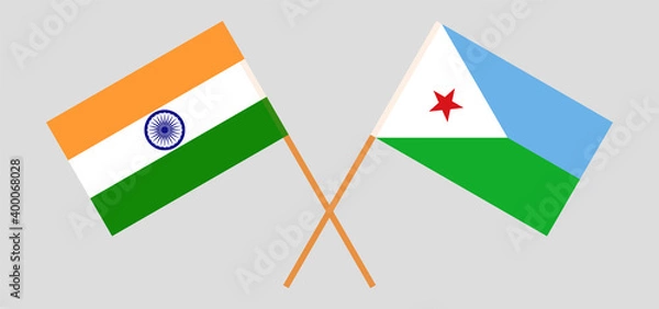 Obraz Crossed flags of India and Djibouti