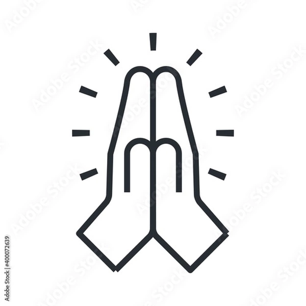 Fototapeta Praying hands vector icon isolated on white background.