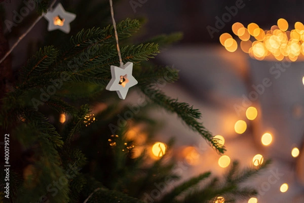 Fototapeta christmas tree and decorations