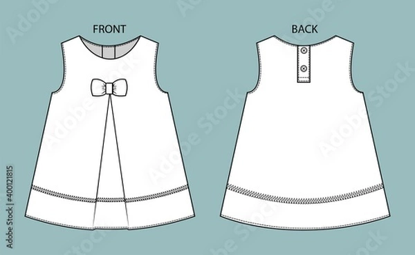 Obraz dress for kids front and back view.  