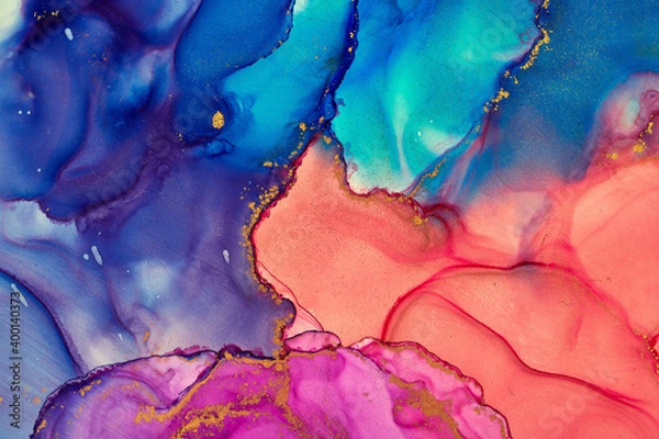 Obraz Alcohol ink art.Mixing liquid paints. Modern, abstract colorful background, wallpaper. Marble texture.Translucent colors