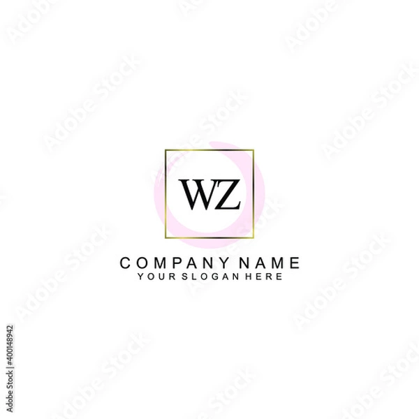 Fototapeta Initial WZ Handwriting, Wedding Monogram Logo Design, Modern Minimalistic and Floral templates for Invitation cards	
