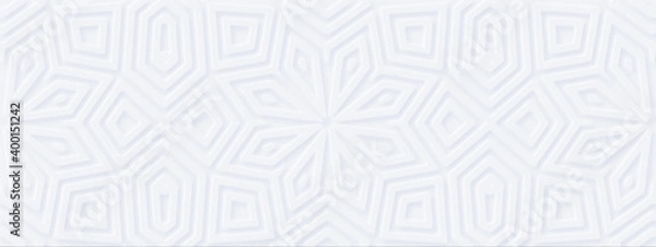 Fototapeta Abstract geometric white background. Meditation music design: mandala yoga flower. Scandinavian eco minimal style. Interior accent wall. DIY wooden decor - wide 3d DIY molded panels design. Mockup #9