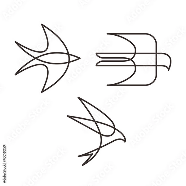 Obraz Swallow logo icon mono line design set
