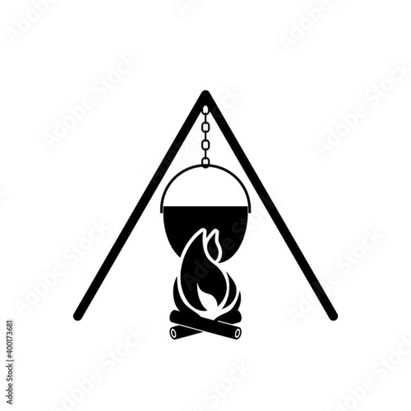 Obraz Pot on fire icon isolated on white background 