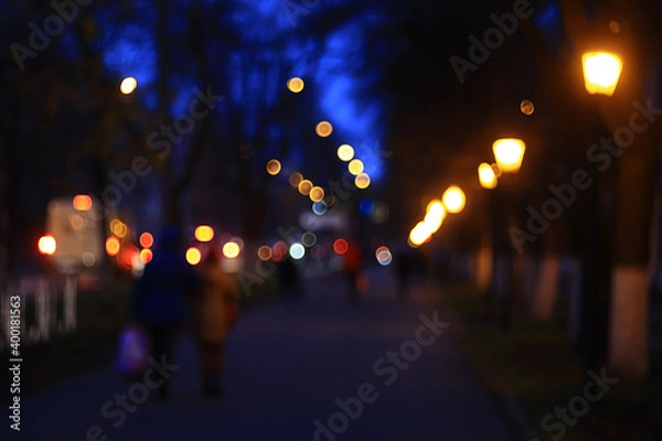 Fototapeta evening lights blurred background bokeh autumn, abstract city background, autumn