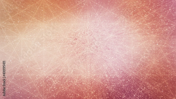 Obraz Coral, orange and pink sacred geometry hexagon & glitter background - abstract texture.