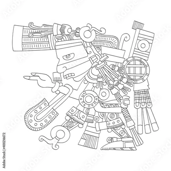 Fototapeta vector image with Aztec god  Tezcatlipoca lord of the Night for your project