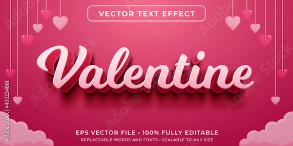 Obraz Editable text effect in happy valentines day style