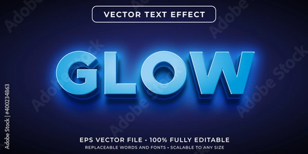 Obraz Editable text effect in glowing neon blue style