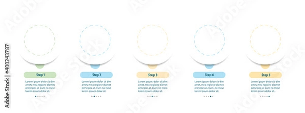 Fototapeta Educational vector infographic template. Simple modern presentation design elements with text space. Data visualization with 5 steps. Process timeline chart. Workflow layout with copyspace